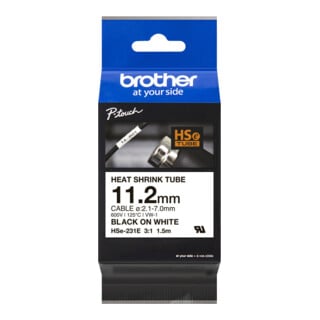 BROTHER Cassette de gaine thermorétractable HSe-231E 11,2 mm 1,5 m blanc/noir