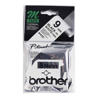 BROTHER Cassette de ruban M-K221 9 mm blanc/noir