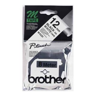 BROTHER Cassette de ruban M-K231S blanc/noir
