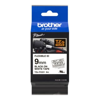 BROTHER Cassette de ruban TZe-FX221 blanc/noir