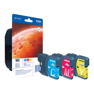 BROTHER Set de cartouches d'encre couleur LC-1100HYRBWBPDR cyan magenta jaune