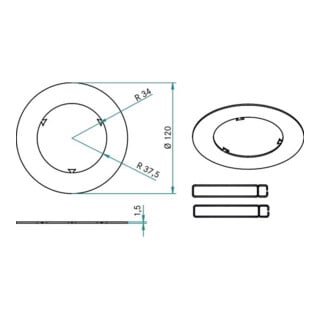 brumberg Bague de réduction 120 mm 81004070 blanc mat aluminium