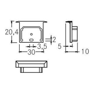 brumberg Embout de couverture de profil 53066070 blanc plastique