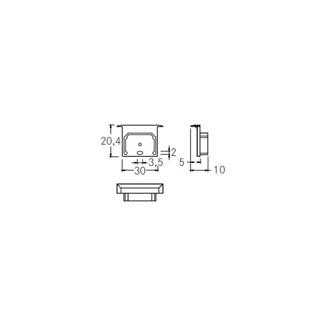 Brumberg Leuchten Embout pour couverture de profilé argent 53066260