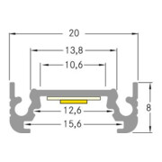 Brumberg Leuchten LED-Flachprofil 20x8mm 2000mm alu eloxiert 53600260-3