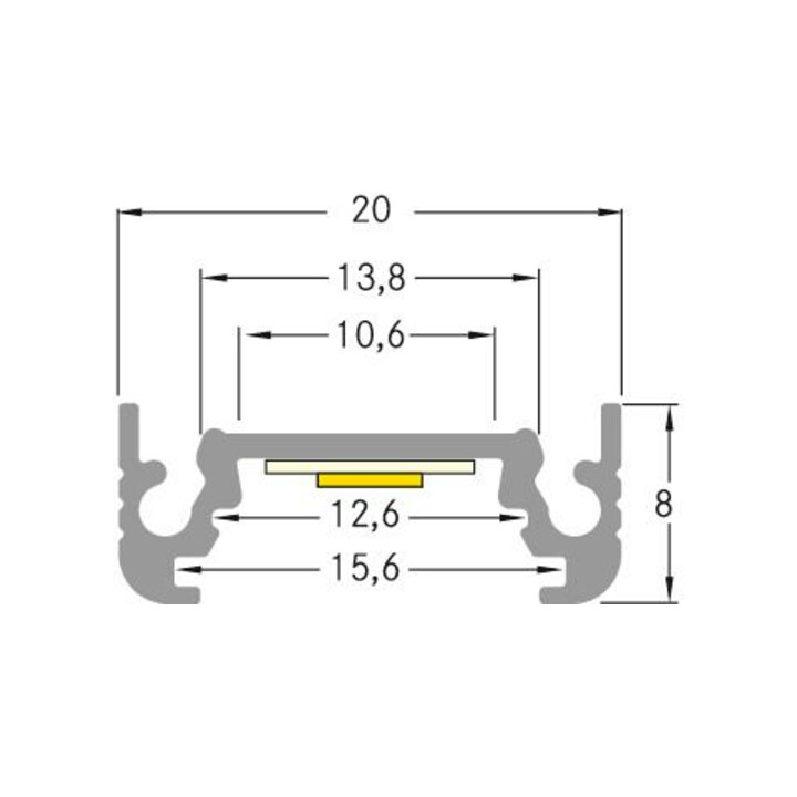 Brumberg Leuchten Profil LED plat 20x8mm 2000mm blanc 53600070