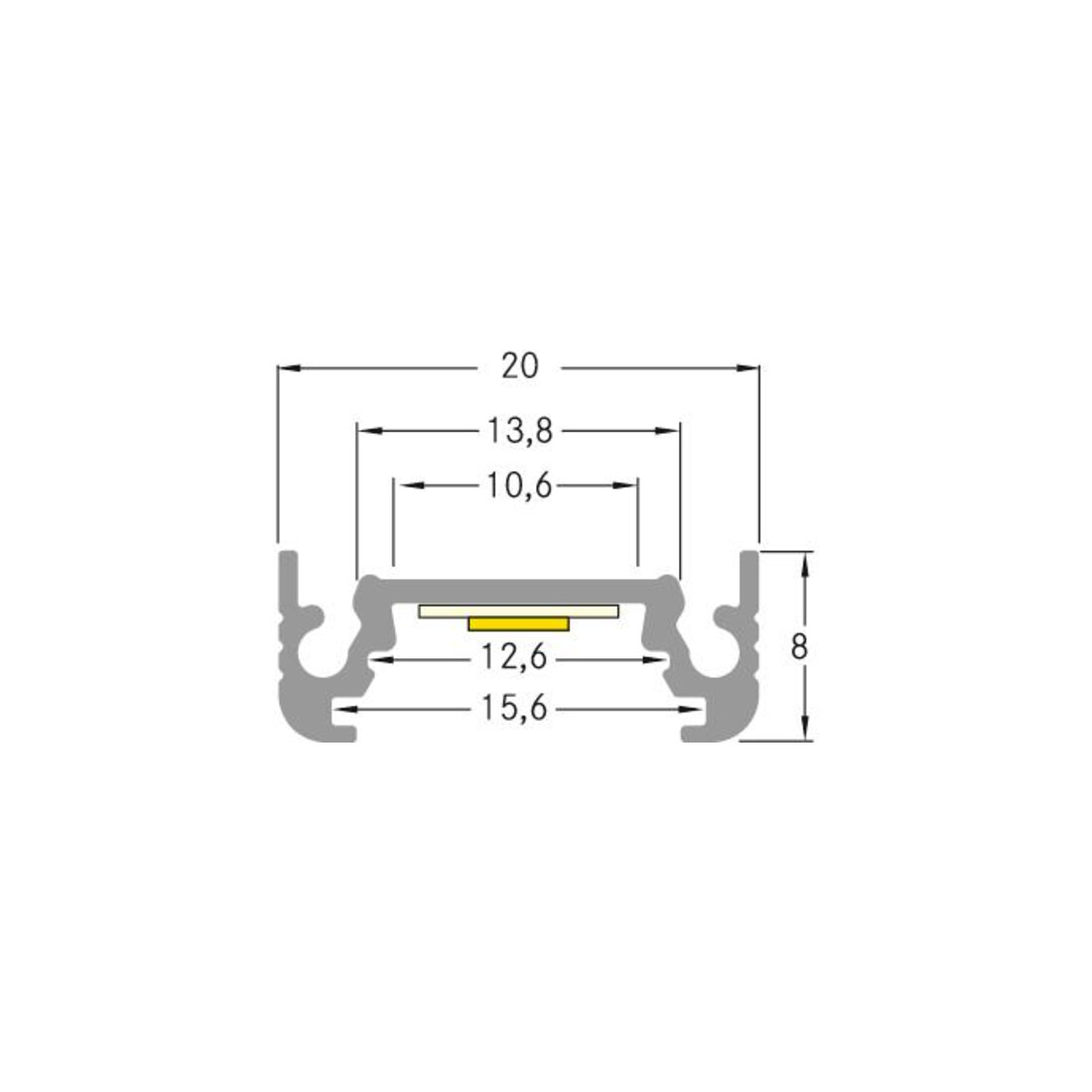 Brumberg Leuchten Profil LED plat 20x8mm 2000mm blanc 53600070