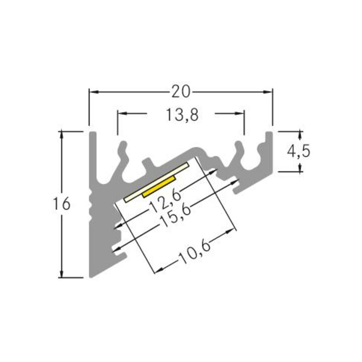 Brumberg Leuchten Profilé d'angle LED 2000 mm alu anodisé 53700260