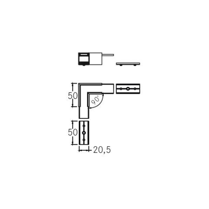brumberg Raccord en L 53059260 aluminium argent 50 x 50 x 25,1 mm