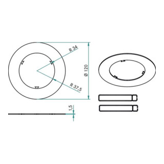 brumberg Reduzierring 120mm 81004070 weiß matt Aluminium
