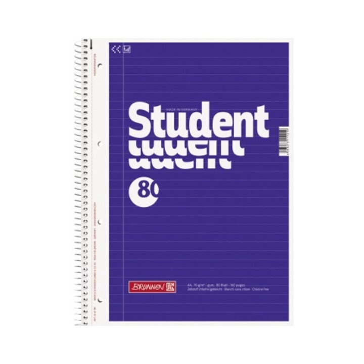 BRUNNEN Collegeblock Student 1067941 A4 liniert 80 Bl.ws