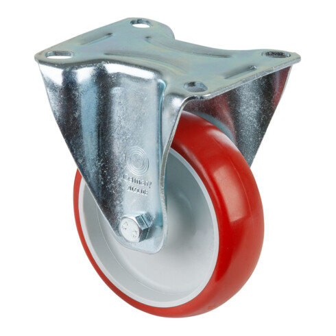 BS Bockrolle D.100mm Trgf. 125kg Guß-Polyurethan Platte L104xB80mm