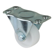 BS Rollen Bockrolle D. 58mm Trgf. 80kg Kunststoffrad weiß Platte 112x54mm