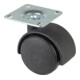 BS Rollen Kunststoff-Doppelrolle F75 40 schwarz m. Platte-1