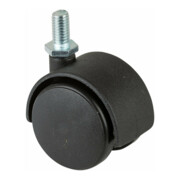BS Kunststoffdoppelrolle D.40mm Trgf. 30kg m.Gew.stift M8 PA transp.