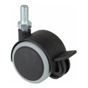 BS Kunststoffdoppelrolle m.Feststeller D.40mm Trgf. 30kg m.Gew.stift M8 Ku.