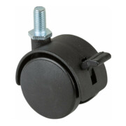 BS Kunststoffdoppelrolle m.Feststeller D.40mm Trgf. 30kg m.Gew.stift M8 Polyamidrad