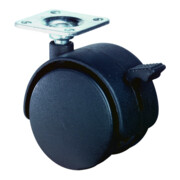 BS Kunststoffdoppelrolle m.Feststeller D.50mm Trgf. 40kg m.Platte Polyamidrad grau