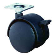 BS Rollen Kunststoffdoppelrolle m.Feststeller D.50mm Trgf. 40kg m.Platte Polyamidrad grau