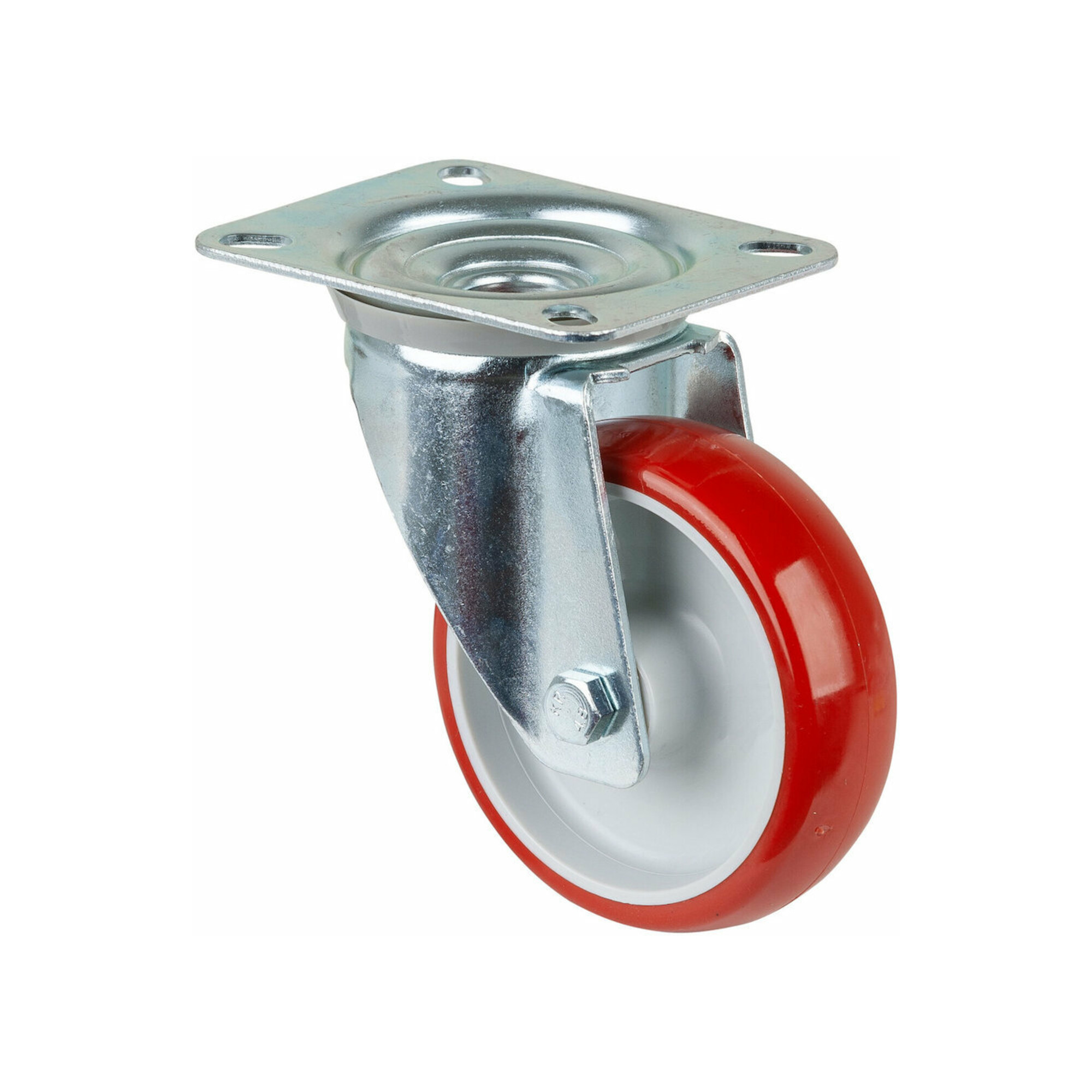 BS Lenkrolle D.100mm Trgf. 125kg PU Platte L104xB80mm Farbe Rl.rot ; BS Rollen