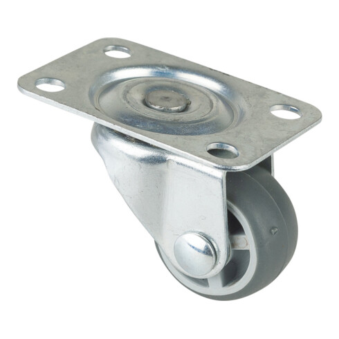 BS Rollen Lenkrolle D.25mm Trgf. 15kg m.Platte Gum.grau