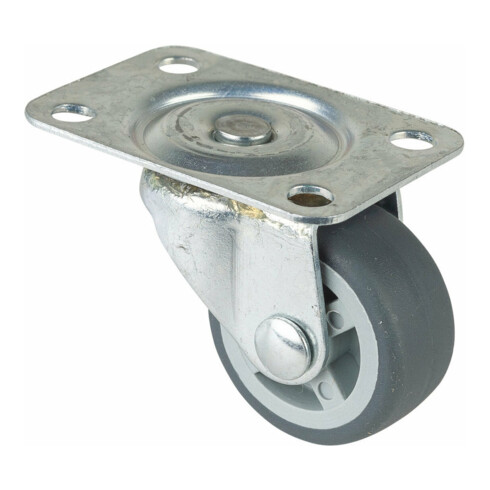 BS Lenkrolle D.30mm Trgf. 20kg m.Platte Gum.grau