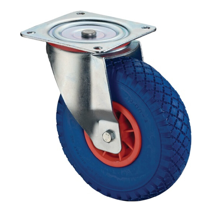 BS Lenkrolle D.400mm Trgf. 200kg m.Platte Radkörper Ku.Polyurethan blau