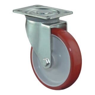 BS Lenkrolle, Rollenlager, Platte, Polyurethan, rot
