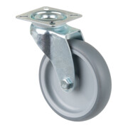 BS Lenkrolle Gummirad blaugrau Gleitlager Platte
