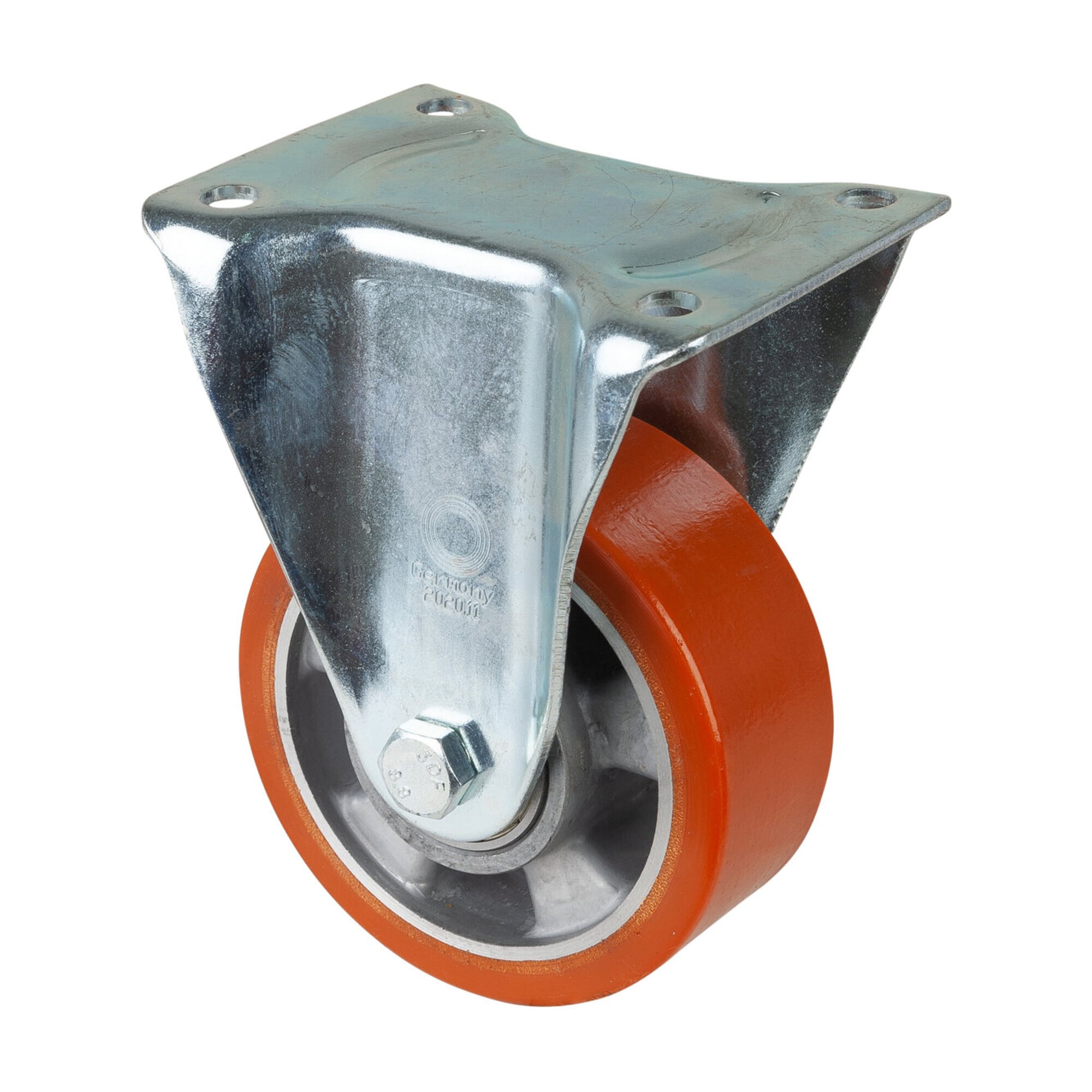 BS Rollen Bockrolle D.125mm Trg.450kg Guß-PU-bandage Platte 138x110 mm