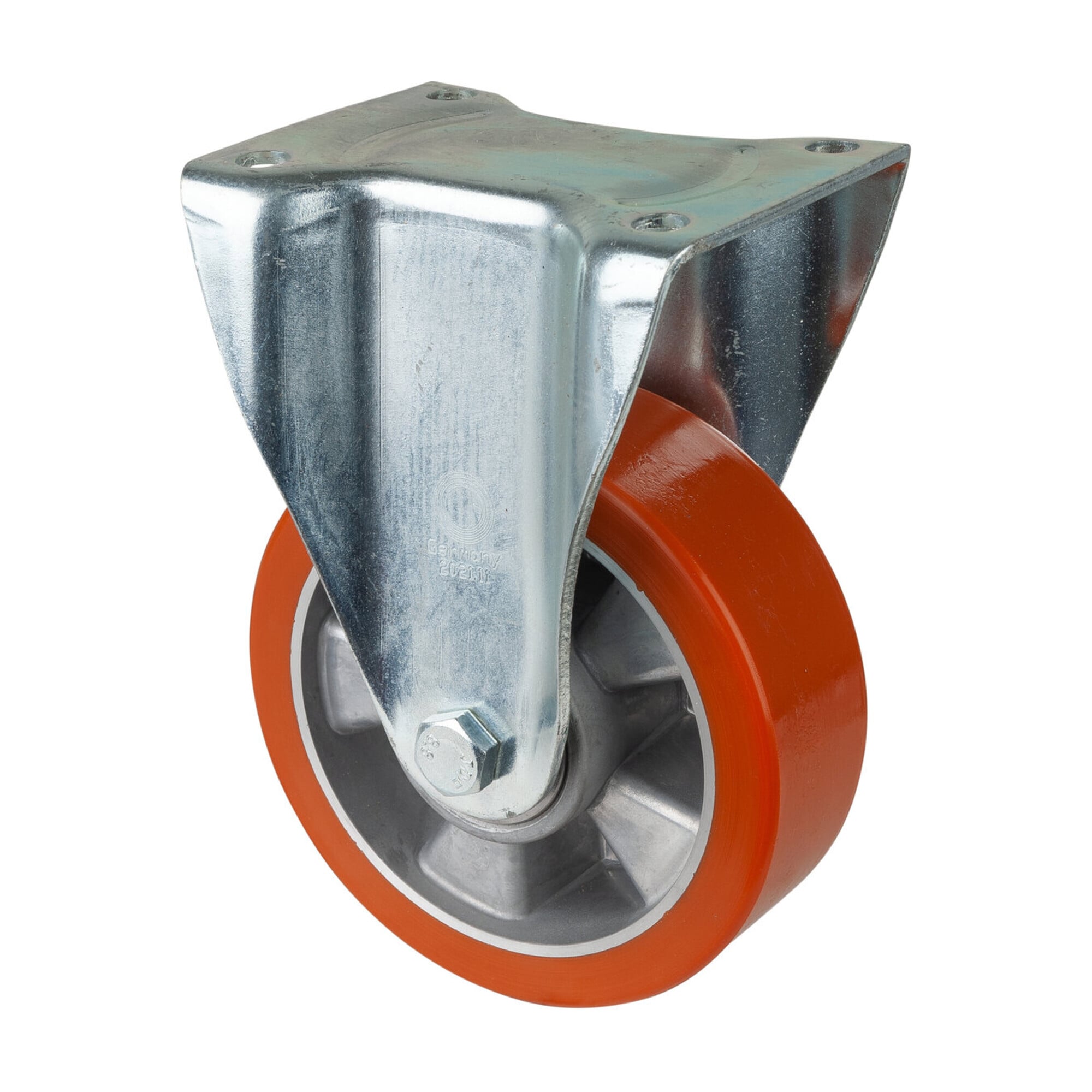BS Rollen Bockrolle D.150mm Trgf. 550kg Guß-PU-bandage Platte 138x109mm
