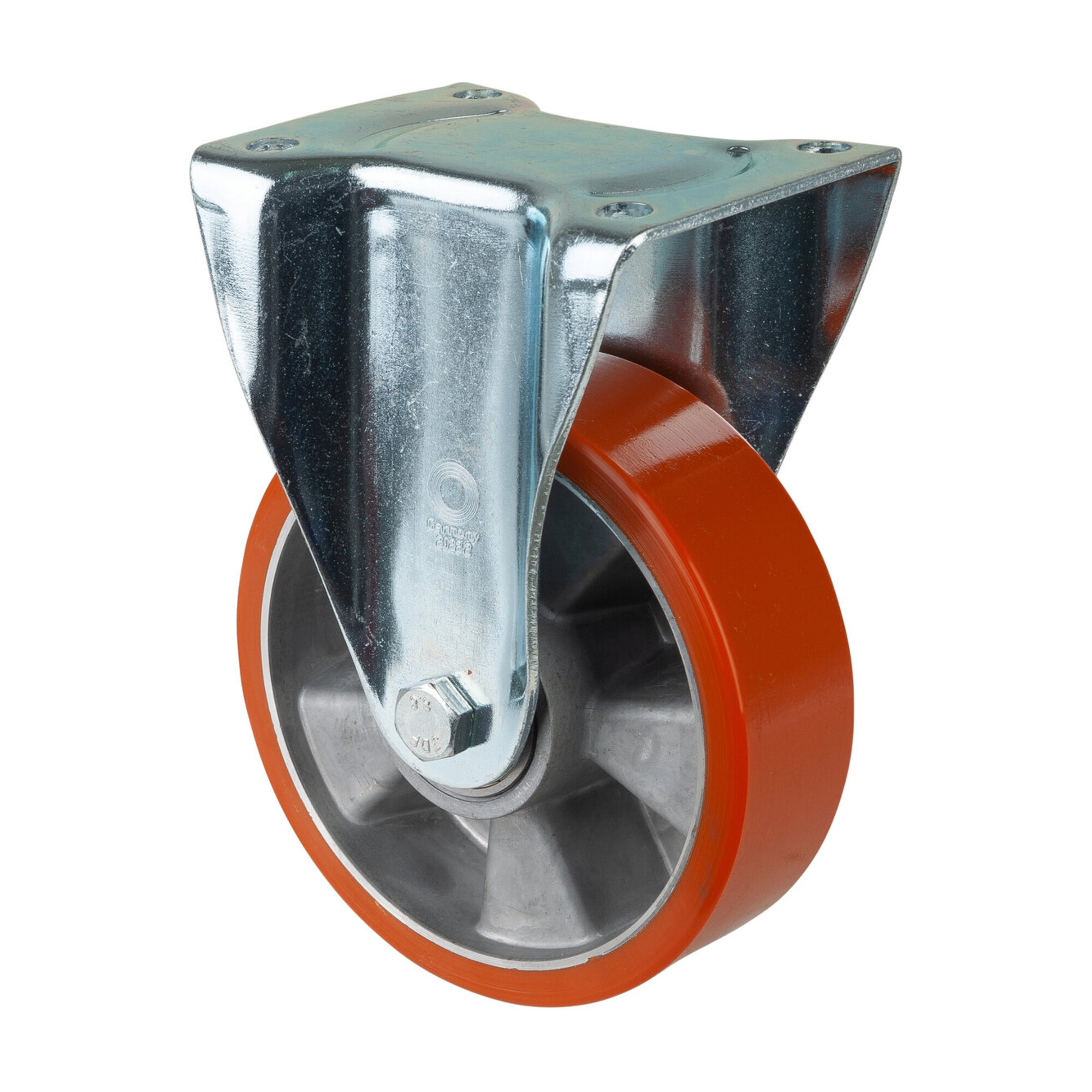 BS Rollen Bockrolle D.160mm Trgf. 600kg Guß-PU-bandage Platte 138x110mm