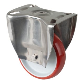 BS Rollen Bockrolle H110.B26 Rad Ø 125mm 180kg Edelstahl Polyurethan rot