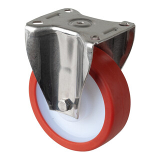 BS Rollen Bockrolle HS110.B27 Ø 125mm 300kg Edelstahl Polyurethan rot