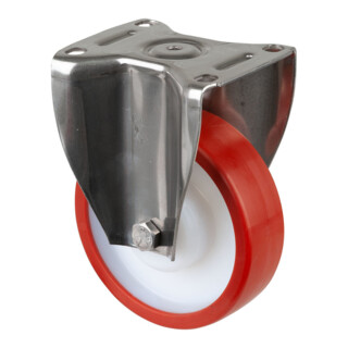 BS Rollen Bockrolle HS110.B27 Rad Ø 150mm 600kg Edelstahl Polyurethan rot