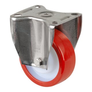 BS Rollen Bockrolle HS110.B28 Ø 100mm B 40mm 300kg rot mit Anschraubplatte