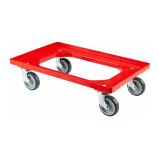 BS Rollen Collecteur à roulettes polyvalent T.-ROLLER avec plaque, charge 250kg TPR, rouge