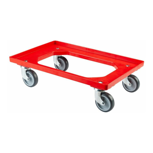 BS Rollen Collecteur à roulettes polyvalent T.-ROLLER avec plaque, charge 250kg TPR, rouge