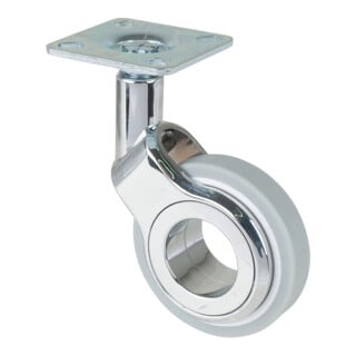BS Rollen Design-Lenkrolle D.60mm Trgf. 50kg m.Platte Polyurethan grau