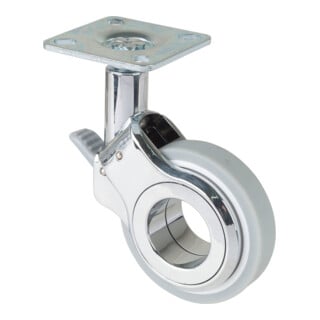 BS Rollen Design-Lenkrolle m.Feststeller D.60mm Trgf. 50kg m.Platte Polyurethan grau