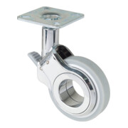 BS Rollen Design-Lenkrolle m.Feststeller D.60mm Trgf. 50kg m.Platte Polyurethan grau