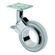 BS Rollen Design-Lenkrolle m.Feststeller D.60mm Trgf. 50kg m.Platte Polyurethan grau