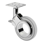 BS Rollen Design-Lenkrolle m.Feststeller D.75mm Trgf. 50kg m.Platte Polyurethan grau