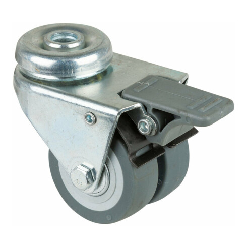 BS Rollen Doppelrolle B121.A85 mit Totalfeststeller Rad Ø 50mm Gummi