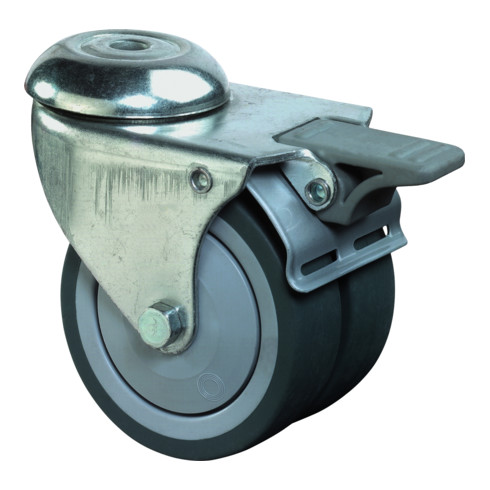 BS Rollen Doppelrolle B121.A85 mit Totalfeststeller Rad Ø 75mm Gummi