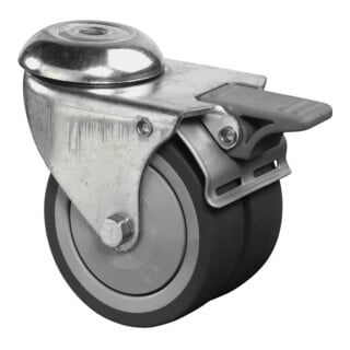 BS Rollen Doppelrolle B121.A85 mit Totalfeststeller Rad Ø 75mm Gummi