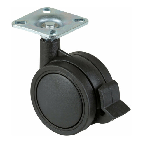 BS Rollen Doppelrolle F331 mit Feststeller Rad Ø 60mm Kunststoff