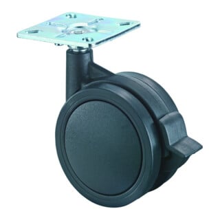 BS Rollen Doppelrolle F331 mit Feststeller Rad Ø 75mm Kunststoff