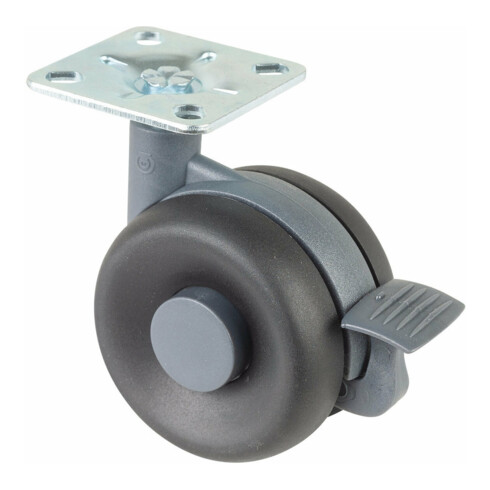 BS Rollen Doppelrolle F361 mit Feststeller Rad Ø 60mm Kunststoff