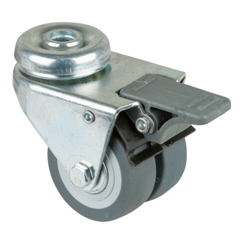 BS Rollen Double rouleau B121.A85 avec frein total Roue Ø 50mm Caoutchouc